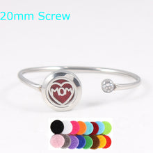 20mm Love Mom 316L Stainless Steel Aromatherapy locket Bracelet Bangle oil