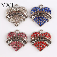 Pink White Blue Red New Love Heart Letter CHEER MOM Crystal Charm Pendant F