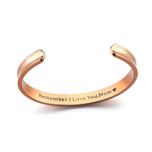2017 New Stainless Steel Letter Bracelet " Remember I Love You Mom " Cuff B