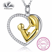 Authentic S925 Pure Sterling silver fine jewelry gold color mom mother son