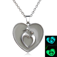YYW Heart Love Pendants Necklace Glow in the Dark Glowing Mom Kid Pendent C