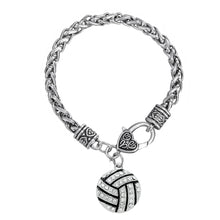 Skyrim I Love Volleyball Volleyball MOM charm bracelet rhodium plated with
