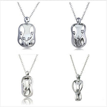 Trendy Silver color Mom And Child Love Heart Crystal Pendant Necklace For W