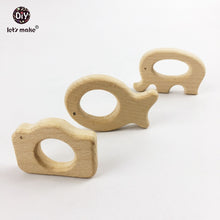 Let's Make Baby Teether Wooden Teether Natural Wood Camera/Fish/Elephant Sh