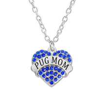 New Fashion 2017 Hotsale Heart In Rhinestone Charm Pug Mom Necklaces Jewelr