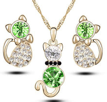 2016 Fashionable cute cat jewelry set Fashion classic Austria Crystal Jewel