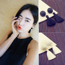 2017 Trendy Black/White Balls Long Tassel Fringe Earrings Handmade Drop Da
