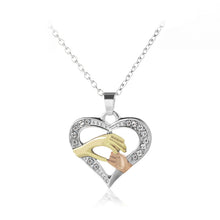 Best Gift For Mother's Day Big Hand Hold Little Hands Crystal Heart Pendant