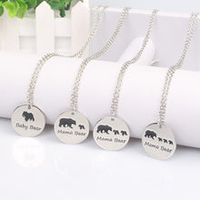 4 Styles Mama Bear Necklace Silver Enamel Round Disc Baby Bear Mama Bear Fa