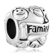 Red Birthstone Cz Heart Love Mom & Baby Girl Boy & Dad  Family Bead for Cha