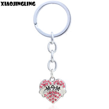 XIAOJINGLING Pink White Rhinestones Keychain Fashion Women Jewelry Heart Ke