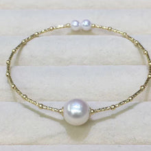 Sinya Natural pearls 18k AU750 gold tube Bangles bracelet for women girl Mo