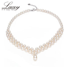 Freshwater bridal natural multilayer Choker double pearl necklace women,whi
