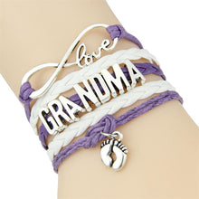 Infinity love mom grandma bracelet heart feet charm Bracelet for women Leat