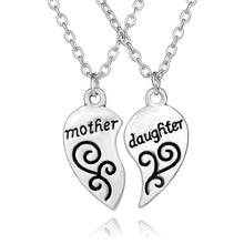 2 Parts Mother Daughter Family Pendant Necklace Flower Plated Broken Heart