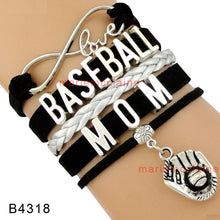 (10 PCS/lot) High Quality Infinity Love Baseball Mom Bracelets Baseball Glo