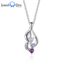 Personalized 925 Sterling Silver 3 Birthstone Necklace Pendants Birthday Mo