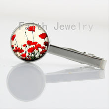Charming Red Poppy collar clips Field Of Poppies Flowers picture Necktie Ba