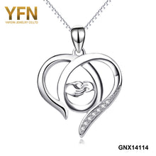YFN 925 Sterling Silver Mother's Day Gifts Open Heart Mom Hold Baby's Hand