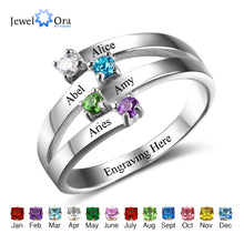 Friendship & Family Ring Engrave 4 Names DIY Custom Birthstone 925 Sterling