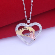 Fashion Heart Necklaces Jewelry Crystal Hand in Hand Love Mom Mother And Ch