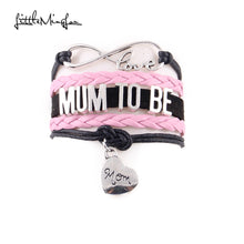 Little MingLou Infinity love Mum to be bracelet heart mom charm leather wra
