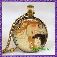Mother child gustav klimt necklace Mother and child jewelry mothers day gif