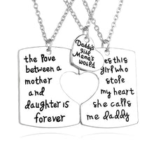 3 Pcs/Set Family Dad Mom Daughter Necklace Set Fashion Letters Pendant Neck