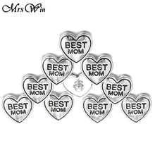 10pcs/lot Mrs Win Snap Jewelry BEST MOM Metal 18mm Snap Leather vintage Sna