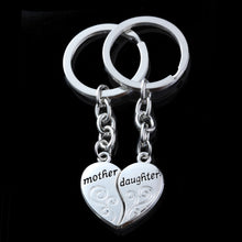 2PC Mom Daughter Heart shaped Charm Pendant Keychain Keyring Mother's Day G
