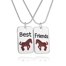 Dog tag Horse BFF Ncklaces Women Best Friends Necklaces Square Unisex Neckl