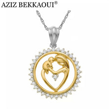 100% Real Pure S925 Sterling Silver Mother and Child Golden Color 925 Silve
