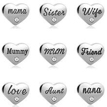 my shape Love Sister Wife Nana Aunt Mom With Clear Crystal Family Stainless