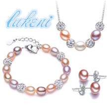 Wedding freshwater pearl jewelry sets women,multi natural pearl jewelry 92