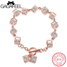 GAGAFEEL Women Bracelet Real Sterling Silver Jewelry Rose Gold Color Shinin