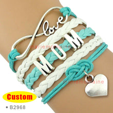 (10 PCS/lot) High Quality Infinity Love Mom Baby Feet Heart Charm Multilaye