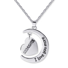New Romantic Heart Necklace Goddaughter I Love You More Letter Pendant Moon