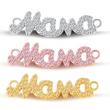 2017 Fashion 3 Colors CZ Paved Mama Letter Charms Connectors fit for Women'