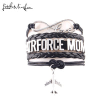 Little Minglou Infinity Love AIRFORCE MOM bracelet air plane charm leather