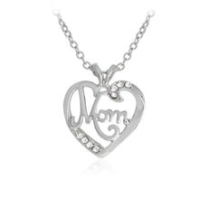 Silver Color Love Mom in Heart Pendant Necklace For Women Mama Pink Blue Wh