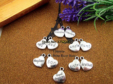 12pcs 18*15mm silver heart Charms,dad,mom,son,daughter,sister,broher,uncle,