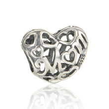 Love Gift Sterling Silver Jewelry Mom Heart Shape Beads Women DIY Fine Jewe