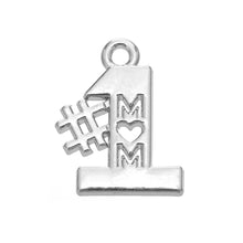 my shape 20Pcs rhodium plated number 1 mom word charms hot selling Mother's