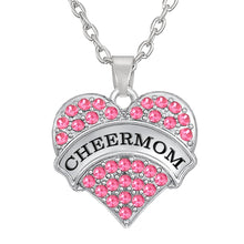my shape Elegant Heart Rhinestone Paved Cheer Mom Pendant Necklace Christma