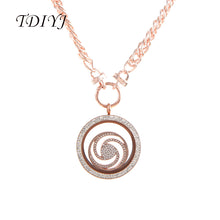TDIYJ Fashion Rose Gold Stainless Steel 38mm Double Crystal Glass Memory Lo