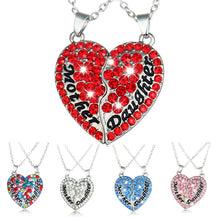 Rhinestone Crystal Love Pendant Necklace Antique Mom Daughter Family Gift S