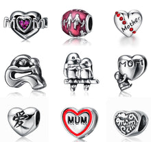 Aceworks 925 Sterling Silver Mom Heart Charm Beads Fit Bracelet DIY for Jew