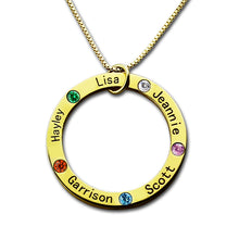 Wholesale Mom Necklace Gold Color Family Name Necklace Engraved Kids Name P