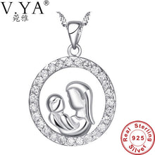 V.YA Women Jewelry 100% 925 Sterling Silver Pendants Mother With Baby Neckl