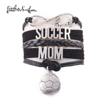 Little Minglou 7 colors Infinity love soccer mom bracelet football charm le